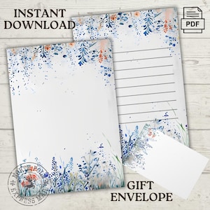 Crea con stile: kit di cancelleria Claude Monet - Note e lettere personali, download immediato, elegante PDF con pagine a righe - vuote, formato lettera USA