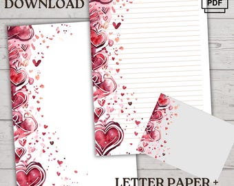 Valentine's Day Stationery Set: Heart Letter Paper & Envelope (Digital Download)
