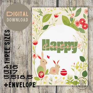Stilvolle und künstlerische Ostergruß - DIY druckbare Karte mit Umschlag - Print at Home - Instant Download PDF in 3 Größen + Umschlag