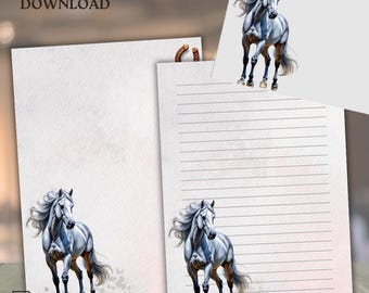 Gray Horse Stationery: Equestrian Letter Writing Set (Digital Download)