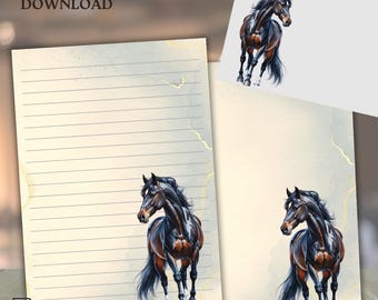 Elegant Horse Letter Paper: Printable Stationery Set (Digital Download)
