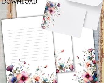 Romantic Floral Stationery Set: Printable Letter Writing Paper (PDF File)
