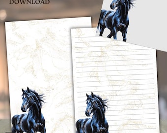 Black Horse Stationery: Equestrian Letter Writing Set (Digital Download)