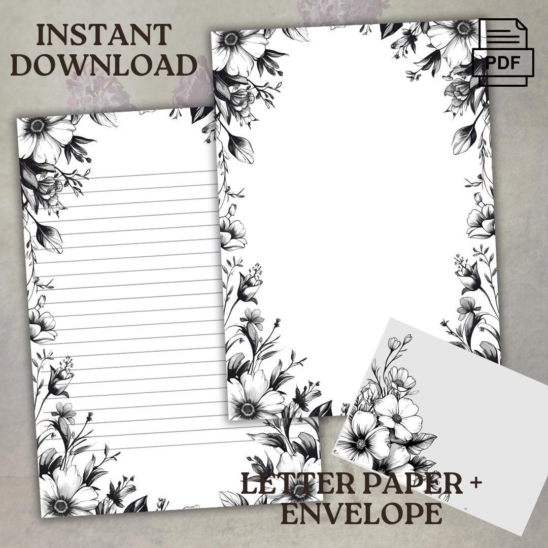 minimalism-black-and-white-flowers-letter-paper-envelope-black