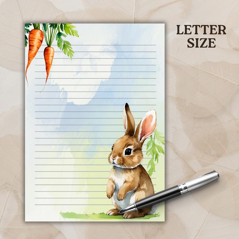 Printable Bunny Letter Paper + Envelope | Cute Rabbit Stationery ...