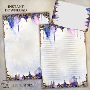 Set de papelería gótica - Descarga digital, PDF elegante con páginas rayadas y en blanco, sobre personalizado, elegancia oscura: + Sobre para manualidades