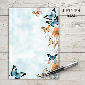 Butterfly Stationery Set: Floral Letter Paper & Envelope (digital ...