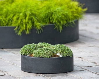 Round Black Low Planter Pot for Plants and Home Decor | Style 106
