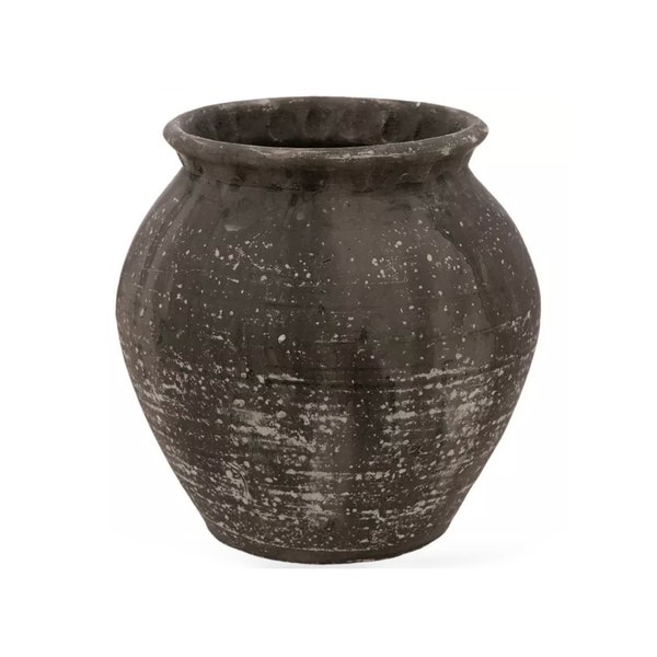 Gray & White Terracotta "Agnes" Vintage Vase Pot for Plants and Home Decor | Style 142