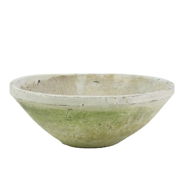 Round Rough Whitestone "Malaga" Distressed Vintage Bowl Pot for Home Decor | Style 155