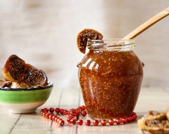 Organic Dried Fig Jam, Homemade Pure Dried Fig Jam, Village Product Authentic Foods, Traditional and Gourmet Flavor Dried Fig Jam