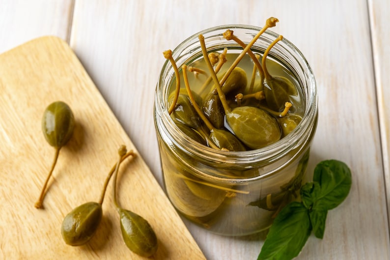 Pickled Caper Berries, Fresh Pickled Capers, Canned Capers in a Glass ...