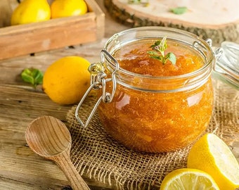 Confiture de citron biologique, confiture de citron pure maison, aliments authentiques de produits du village, confiture de citron à saveur traditionnelle et gastronomique 11 oz (310 grammes)