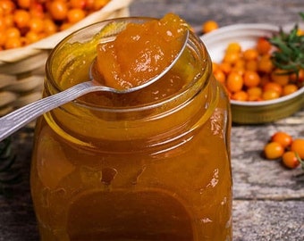 Mermelada de espino orgánico, mermelada de espino pura casera, alimentos auténticos de productos de aldea, sabor tradicional y gourmet Espino 16 oz