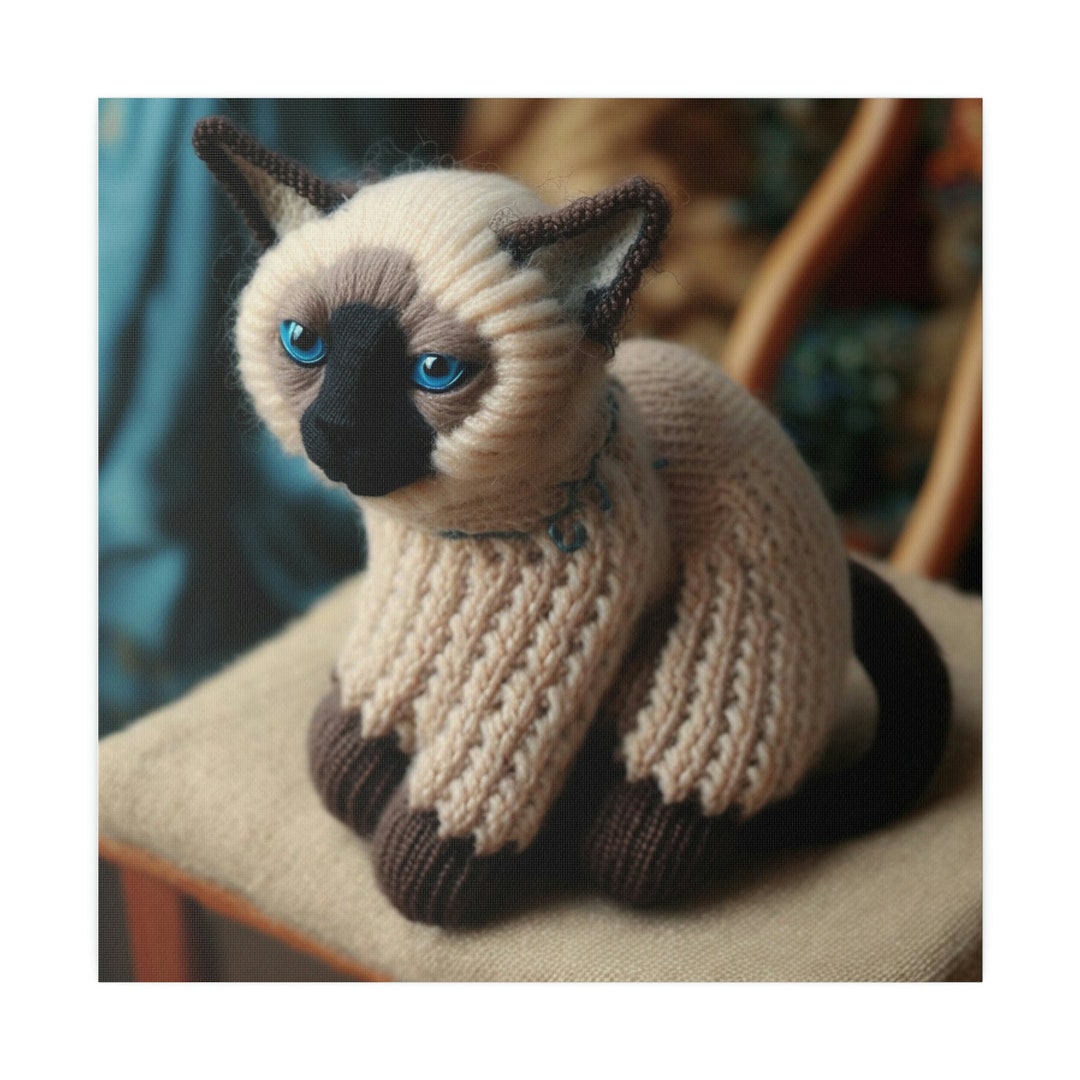 Siamese Cat Wall Art Canvas in 3 Sizes Siamese Cat Epic Knit Etsy