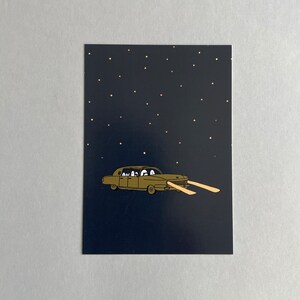 Carte postale Ghostbusters / Famille fantôme dans la voiture