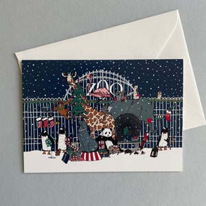 Biglietto pieghevole Natale allo zoo - Biglietto di Natale - Buono regalo per lo zoo - Biglietto di auguri natalizi per grandi e piccini, pinguini sulla neve