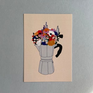 Einzigartige Blumen Kaffee Karte Illustrierte Postkarte für Kaffeeliebhaber