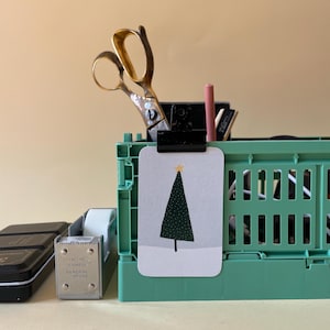 Mini carte sapin de Noël – carte de Noël minimaliste avec étoile et flocons de neige