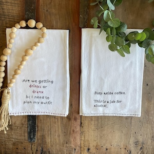 Meelzakhanddoek barwagen, handgeborduurde meelzakhanddoek, decoratie voor barwagen, keukendecor, meelzakhanddoek, cadeau voor barwagen