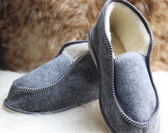 WOMEN MEN UNISEX natural wool felt& sheep’s wool comfortable slippers all sizes