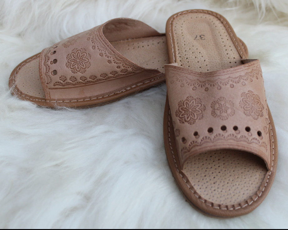 WOMEN ladies REAL LEATHER handmade slippers very comfortable high quality