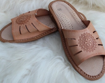 WOMEN ladies REAL LEATHER handmade slippers very comfortable high quality