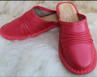 WOMEN ladies eco LEATHER handmade SLIPPERS very comfortable high quality