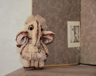 OOAK Doll ,Miss Elephant- Cute & Unique Stuffed Animal,interior art doll,ooak art doll