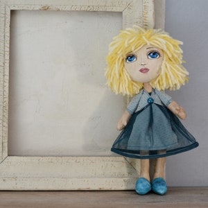 The blue princess OOAK doll,cloth art doll, soft sculpture doll