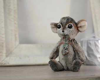 OOAK Little Mouse Art Doll - Textile art,  interior doll, soft sculpture, cloth art doll