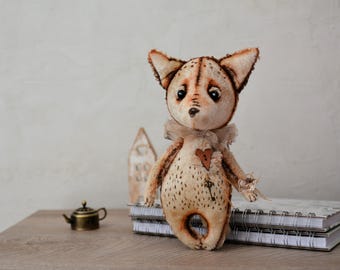 Miss Fox 2 ,OOAK Doll - Collectible Textile Sculpture, Unique Gift for Her, Handmade Home Decor, Artistic Doll Decoration