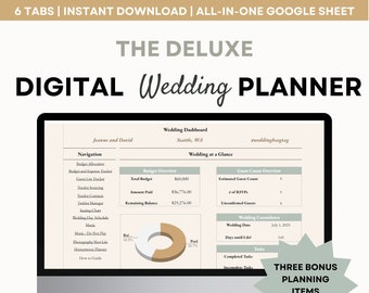 Wedding Guest List Tracker Wedding Budget Tracker Seating Chart for Wedding Task List Manager Wedding Planning Template Google Sheets