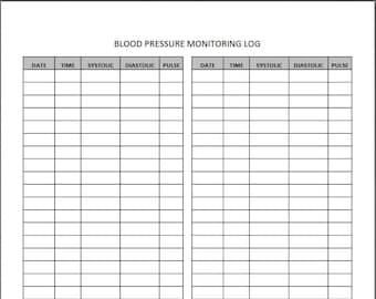 Blood Pressure Monitoring Log