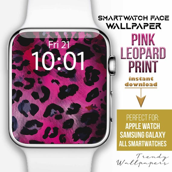 Apple Watchの文字盤、ピンクのヒョウ柄スマートウォッチの壁紙
