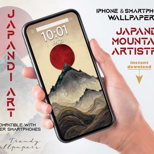 iPhone Wallpaper, Phone wallpapers, JAPANDI Phone Background, Smartphone Background, Japanese wallpaper art, Mountain landscape painting