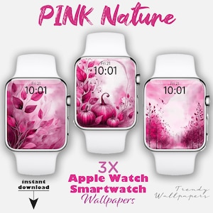 Sfondo per Apple Watch, set di 3, accessori ROSA per Apple Watch, zucche per Apple Watch, sfondo per smartwatch, quadrante botanico, autunno