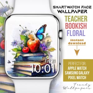 Quadrante Apple Watch, Sfondi per Smartwatch, Sfondo botanico per Watch libresco, Quadrante primavera, Quadrante fiori selvatici, Quadrante insegnante