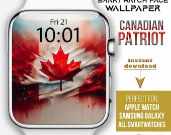 Apple Watch face, Canada smartwatch wallpapers, Canadian patriotic flag Watch Background, Samsung Galaxy Watch face, canada oil painting