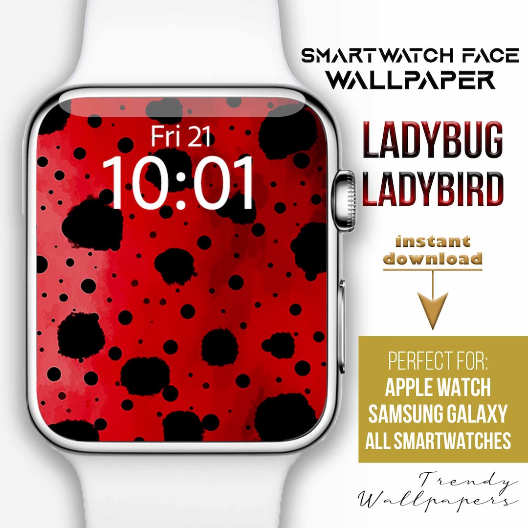 Apple Watch Face, Red and Black Abstract Watch Wallpapers, Ladybug