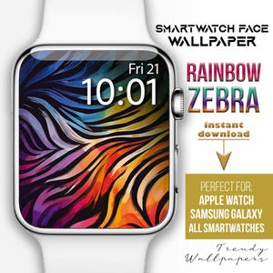 Apple Watch face, Zebra print smartwatch wallpaper, Rainbow zebra stripes watch Background, Samsung Galaxy animal print watch face, zebra