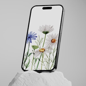 iPhone Wallpaper, smartphone wallpapers, Daisy floral Background, Phone Background, Smartphone Background, watercolor floral aesthetic art