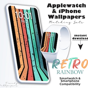 Apple Watch Hintergrund, iPhone Hintergrund, Retro Hintergrundbilder, Apple Watch Zubehör, Smartwatch Hintergrund, Regenbogen, Grunge
