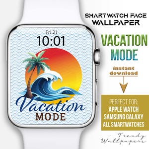 Quadrante dell'orologio, accessori per Apple Watch, quadrante dell'orologio in modalità vacanza, sfondo estivo per l'orologio, quadrante dell'orologio con onde dell'oceano, sfondo per smartwatch, estate