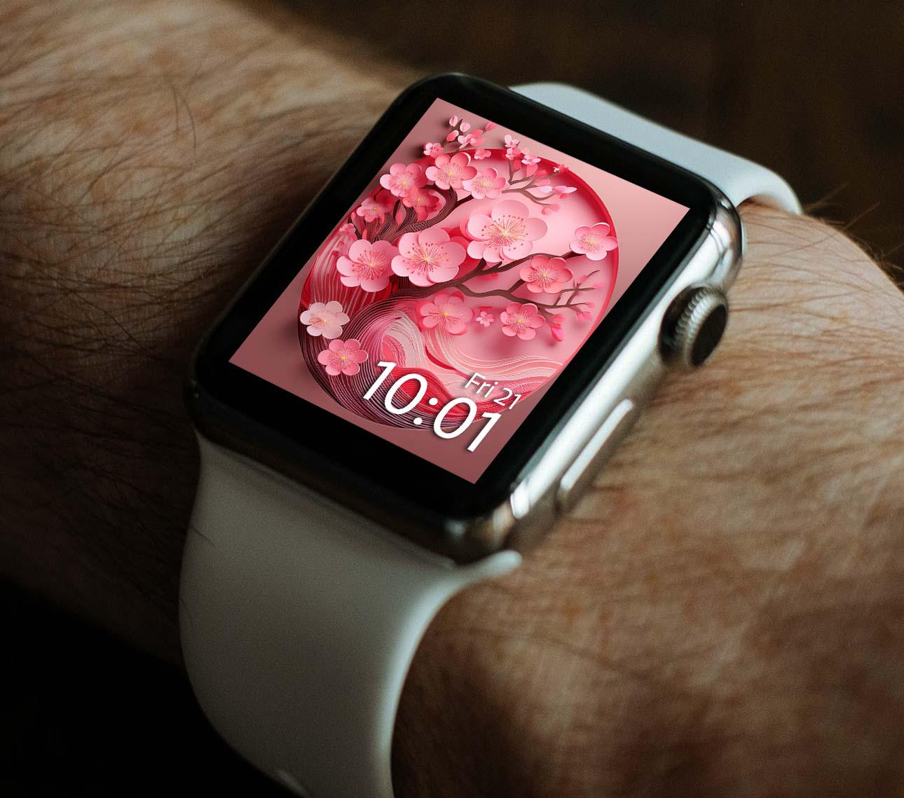Cherry Blossom Apple Watch Face: 3D Floral Wallpaper (digital