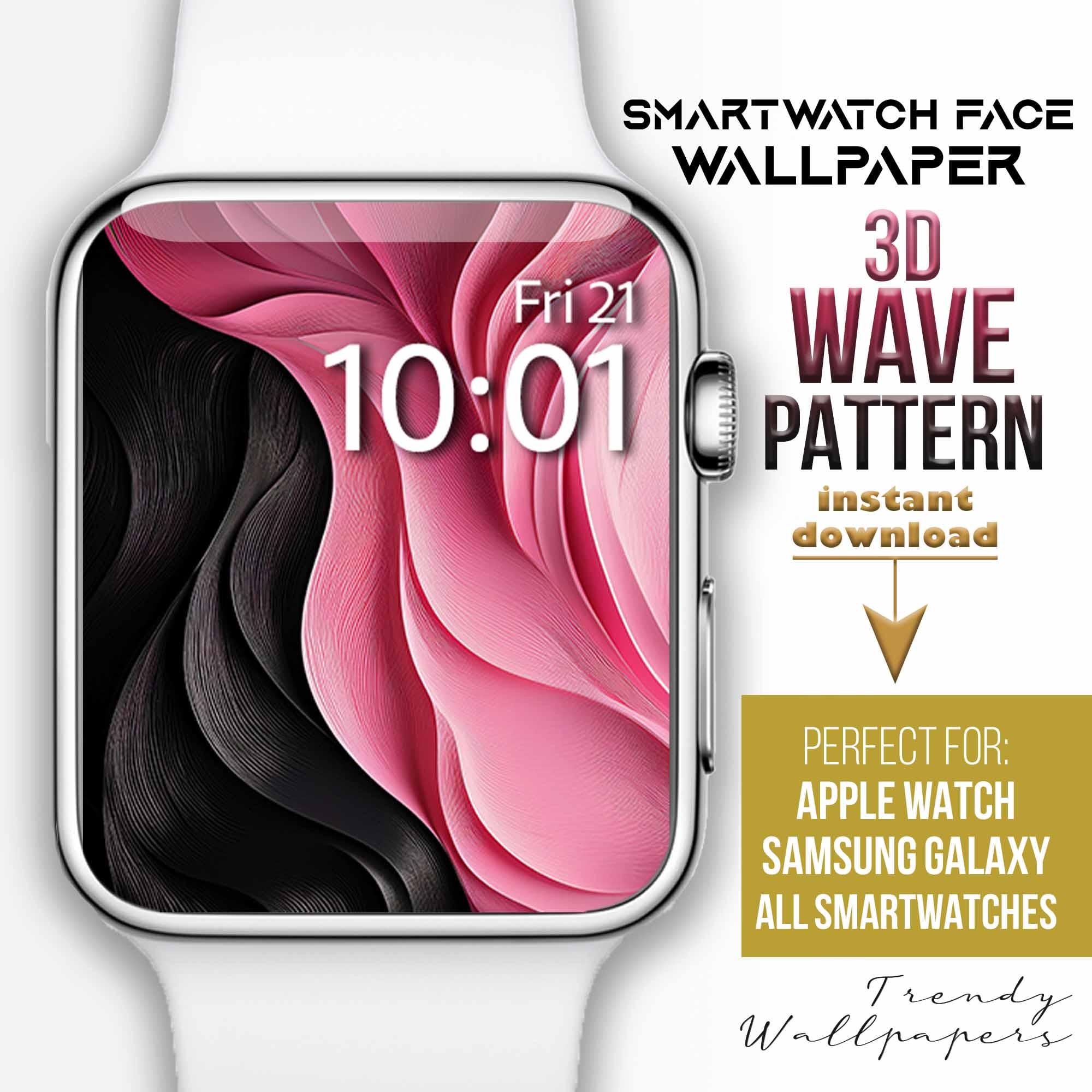 Apple Watchの文字盤、3Dピンクの時計の壁紙、ピンクと黒の抽象的な波のスマートウォッチの文字盤、時計の美しい背景、3Dテクスチャのミニマリスト  - Etsy 日本