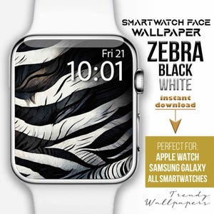 Apple Watch face, Zebra print smartwatch wallpaper, zebra stripes watch Background, Samsung Galaxy animal print watch face, black and white