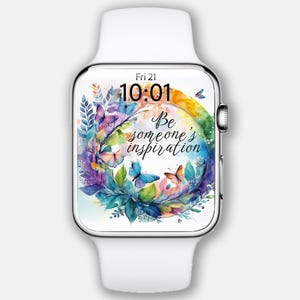 Quadrante Apple Watch, sfondi smartwatch, sfondo orologio botanico arcobaleno Boho, design Samsung Galaxy Watch, quadrante orologio, citazioni motivazionali