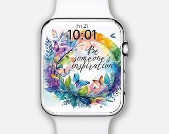 Tarcza zegarka Apple Watch, tapety smartwatcha, tło zegarka boho rainbow botaniczne, projekt zegarka Samsung Galaxy Watch, tarcza zegarka, motywacyjny cytat