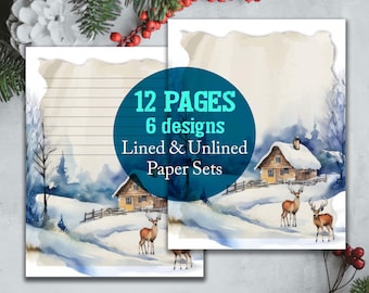 Winter Writing Paper, Holiday Stationery, Note paper, Holiday Junk Journal, Winter Journal Set, Junk Journal, Journal Paper, Scrapbook Paper